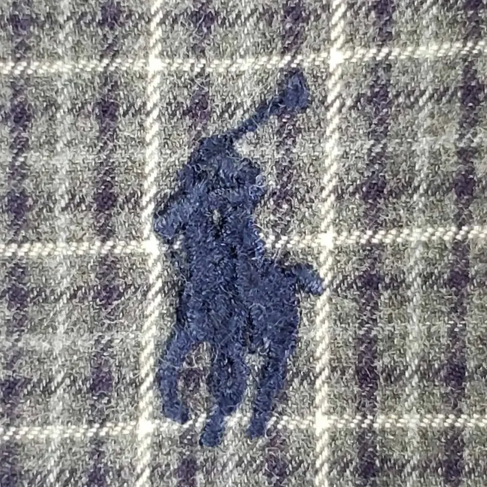 Polo Ralph Lauren Shirt Oxford Button Down Gray Plaid LS Size Large L Stanton